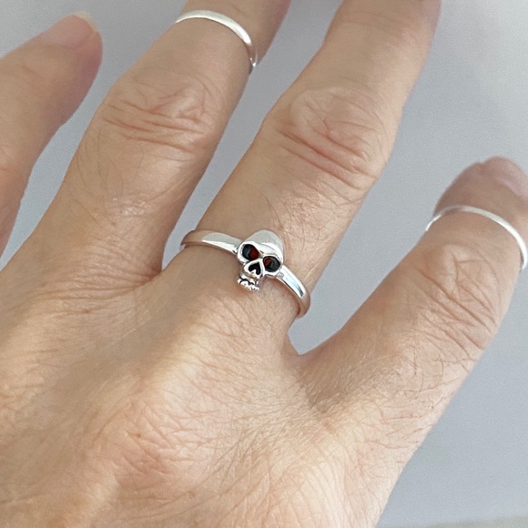 Sterling Silver Skull Ring, Religious Ring - Picture 7 of 13
